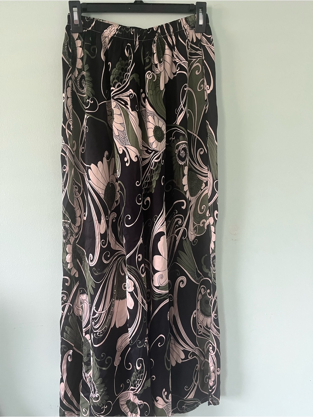bryn Walker Black and Olive Floral  pants
